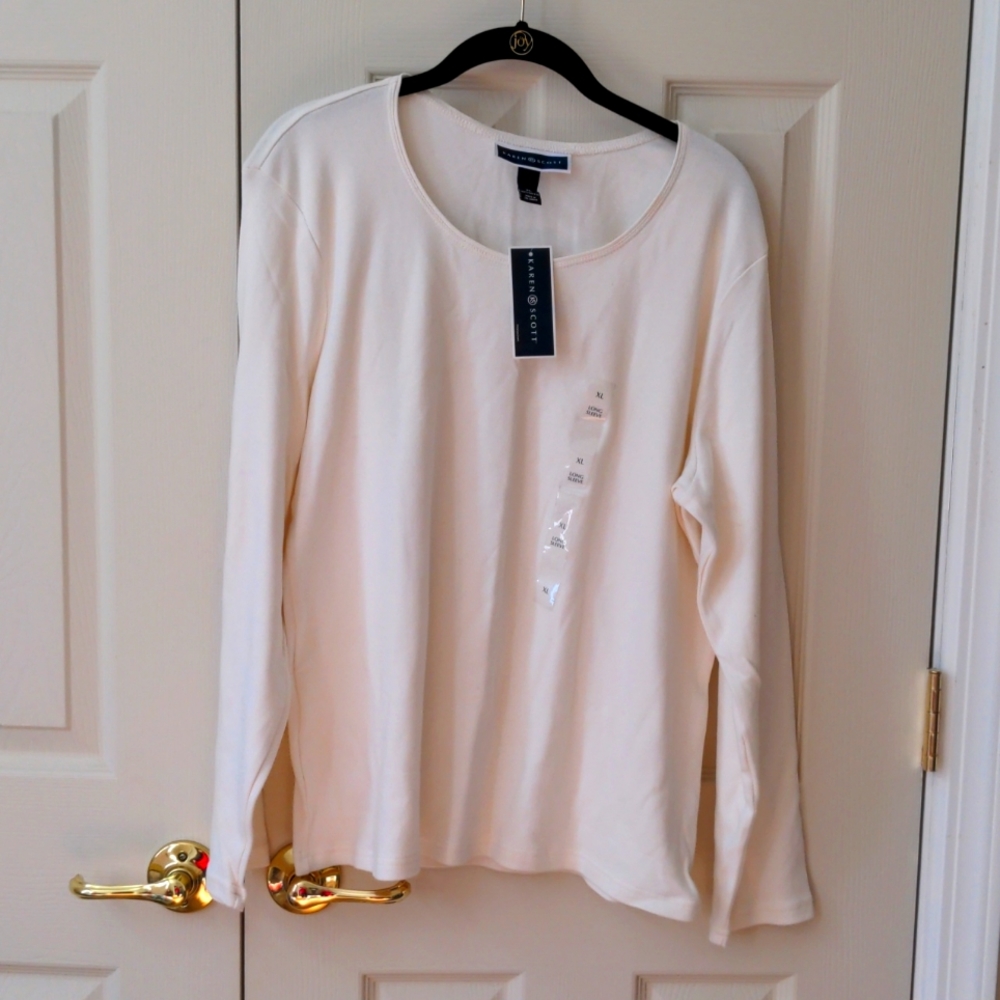Karen Scott Cream Long Sleeve Crew